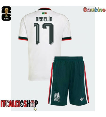 Messico Orbelin Pineda #17 Seconda Maglia Bambino Mondiali 2026 Manica Corta (+ Pantaloni corti)